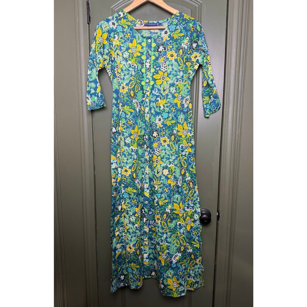 NWT Ro's Garden Blair Long Kurta Kaftan Coverup Resort Dress Green Palermo XS